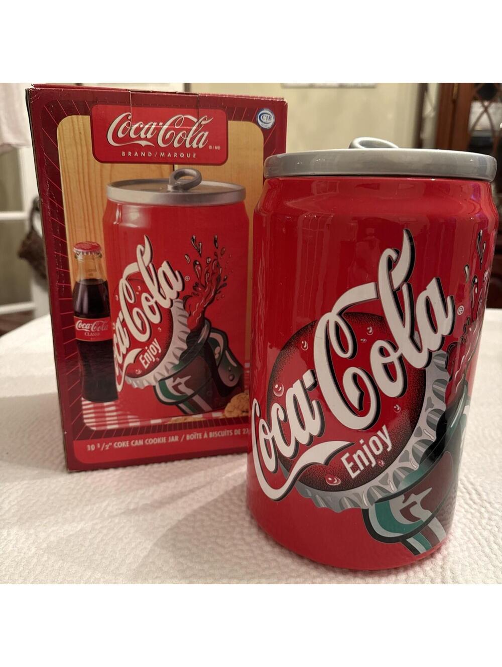 Vintage 2001 Coca Cola Cookie Jar / Coke Soda Can Gibson Collectible NEW in Box